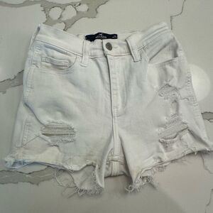 Hollister denim jean shorts distressed white sz 25
